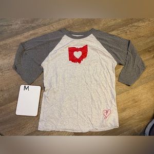 Bend Medium Ohio State Buckeye Home 3/4 Sleeve Tee Grey/Red